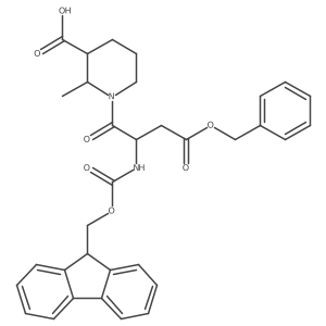 (2RS,3RS)-1-[(2S)-4-(benzyloxy)-2-({[(9H-fluoren-9-yl)methoxy]carbonyl}amino)-4-oxobutanoyl]-2-methylpiperidine-3-carboxylic acid Structure