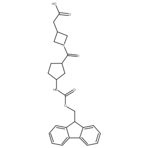 rac-2-{1-[(1R,3S)-3-({[(9H-fluoren-9-yl)methoxy]carbonyl}amino)cyclopentanecarbonyl]azetidin-3-yl}acetic acid Structure