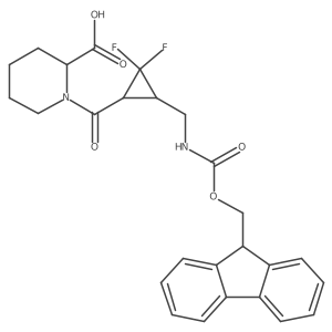 rac-1-[(1R,3S)-3-[({[(9H-fluoren-9-yl)methoxy]carbonyl}amino)methyl]-2,2-difluorocyclopropanecarbonyl]piperidine-2-carboxylic acid Structure