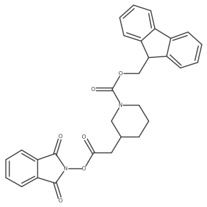 (9H-fluoren-9-yl)methyl 3-{2-[(1,3-dioxo-2,3-dihydro-1H-isoindol-2-yl)oxy]-2-oxoethyl}piperidine-1-carboxylate结构式