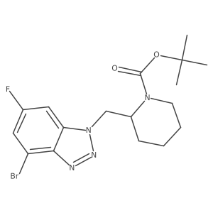 tert-butyl 2-[(4-bromo-6-fluoro-1H-1,2,3-benzotriazol-1-yl)methyl]piperidine-1-carboxylate Structure