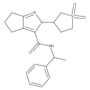 2-(1,1-dioxidotetrahydrothiophen-3-yl)-N-(1-phenylethyl)-2,4,5,6-tetrahydrocyclopenta[c]pyrazole-3-carboxamide结构式