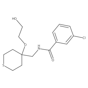 3-chloro-N-((4-(2-hydroxyethoxy)tetrahydro-2H-thiopyran-4-yl)methyl)benzamide结构式