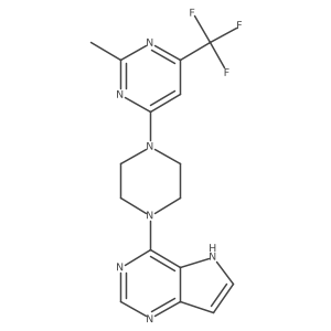 2-methyl-4-(4-{5H-pyrrolo[3,2-d]pyrimidin-4-yl}piperazin-1-yl)-6-(trifluoromethyl)pyrimidine结构式