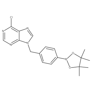 (4-((6-Chloro-9H-purin-9-yl)methyl)phenyl)boronic acid pinacol ester结构式