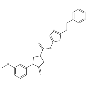 N-(5-(benzylthio)-1,3,4-thiadiazol-2-yl)-1-(3-methoxyphenyl)-5-oxopyrrolidine-3-carboxamide结构式