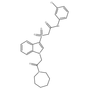 2-((1-(2-(azepan-1-yl)-2-oxoethyl)-1H-indol-3-yl)sulfonyl)-N-(3-chlorophenyl)acetamide结构式