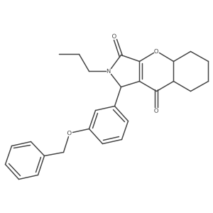 1-(3-phenylmethoxyphenyl)-2-propyl-4a,5,6,7,8,8a-hexahydro-1H-chromeno[2,3-c]pyrrole-3,9-dione结构式