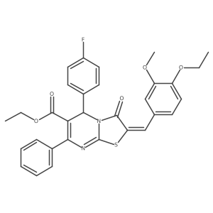 Ethyl 2-[(4-ethoxy-3-methoxyphenyl)methylene]-5-(4-fluorophenyl)-2,3-dihydro-3-oxo-7-phenyl-5H-thiazolo[3,2-a]pyrimidine-6-carboxylate Structure