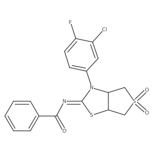 N-[(2Z)-3-(3-chloro-4-fluorophenyl)-5,5-dioxidotetrahydrothieno[3,4-d][1,3]thiazol-2(3H)-ylidene]benzamide结构式