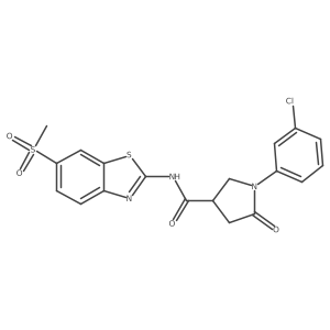 1-(3-chlorophenyl)-N-[6-(methylsulfonyl)-1,3-benzothiazol-2-yl]-5-oxopyrrolidine-3-carboxamide结构式
