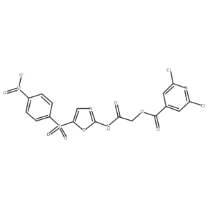 {[5-(4-Nitrobenzenesulfonyl)-1,3-thiazol-2-YL]carbamoyl}methyl 2,6-dichloropyridine-4-carboxylate结构式