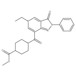 methyl 1-(5-ethyl-3-oxo-2-phenyl-3,5-dihydro-2H-pyrazolo[4,3-c]pyridine-7-carbonyl)piperidine-4-carboxylate结构式