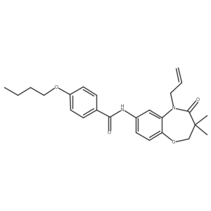 N-(5-allyl-3,3-dimethyl-4-oxo-2,3,4,5-tetrahydrobenzo[b][1,4]oxazepin-7-yl)-4-butoxybenzamide结构式