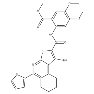 Methyl 2-[1-amino-5-(thiophen-2-YL)-6H,7H,8H,9H-thieno[2,3-C]isoquinoline-2-amido]-4,5-dimethoxybenzoate结构式