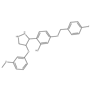 5-[(4-Fluorophenyl)methoxy]-2-[4-(3-methoxyphenoxy)pyrazolidin-3-yl]phenol结构式