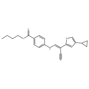 butyl 4-{[(1E)-2-cyano-2-(4-cyclopropyl-1,3-thiazol-2-yl)eth-1-en-1-yl]amino}benzoate结构式