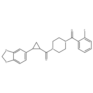(4-(2-(Benzo[d][1,3]dioxol-5-yl)cyclopropanecarbonyl)piperazin-1-yl)(2-fluorophenyl)methanone结构式