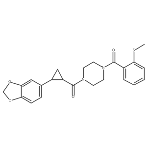 (4-(2-(Benzo[d][1,3]dioxol-5-yl)cyclopropanecarbonyl)piperazin-1-yl)(2-(methylthio)phenyl)methanone结构式