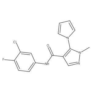 Cn1ncc(C(=O)Nc2ccc(F)c(Cl)c2)c1-n1cccc1结构式