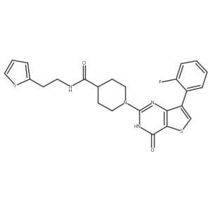 1-(7-(2-fluorophenyl)-4-oxo-3,4-dihydrothieno[3,2-d]pyrimidin-2-yl)-N-(2-(thiophen-2-yl)ethyl)piperidine-4-carboxamide结构式