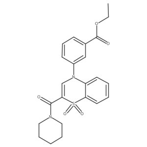 ethyl 3-[1,1-dioxido-2-(piperidin-1-ylcarbonyl)-4H-1,4-benzothiazin-4-yl]benzoate结构式