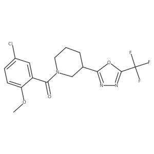 (5-chloro-2-methoxy-phenyl)-[3-[5-(trifluoromethyl)-1,3,4-oxadiazol-2-yl]-1-piperidyl]methanone结构式