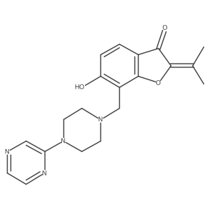 6-hydroxy-2-(propan-2-ylidene)-7-{[4-(pyrazin-2-yl)piperazin-1-yl]methyl}-1-benzofuran-3(2H)-one结构式