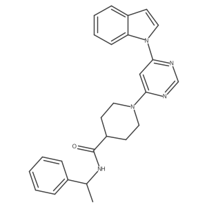 1-(6-(1H-indol-1-yl)pyrimidin-4-yl)-N-(1-phenylethyl)piperidine-4-carboxamide结构式