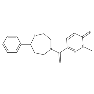 2-methyl-6-(7-phenyl-1,4-thiazepane-4-carbonyl)pyridazin-3(2H)-one结构式