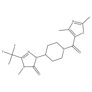 1-(1-(2,4-dimethylthiazole-5-carbonyl)piperidin-4-yl)-4-methyl-3-(trifluoromethyl)-1H-1,2,4-triazol-5(4H)-one结构式