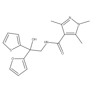 N-(2-(furan-2-yl)-2-hydroxy-2-(thiophen-2-yl)ethyl)-1,3,5-trimethyl-1H-pyrazole-4-carboxamide结构式