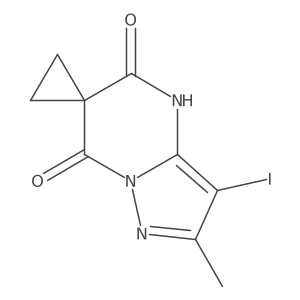 5'-hydroxy-3'-iodo-2'-methyl-7'H-spiro[cyclopropane-1,6'-pyrazolo[1,5-a]pyrimidine]-7'-one Structure