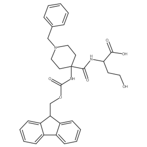 (2S)-2-{[1-benzyl-4-({[(9H-fluoren-9-yl)methoxy]carbonyl}amino)piperidin-4-yl]formamido}-4-hydroxybutanoic acid Structure