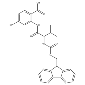 4-bromo-2-[(2S)-2-({[(9H-fluoren-9-yl)methoxy]carbonyl}amino)-3-methylbutanamido]benzoic acid Structure