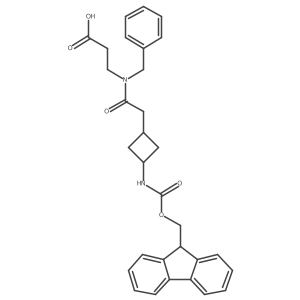 3-{N-benzyl-2-[3-({[(9H-fluoren-9-yl)methoxy]carbonyl}amino)cyclobutyl]acetamido}propanoic acid Structure