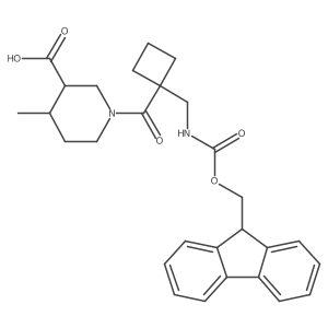 1-{1-[({[(9H-fluoren-9-yl)methoxy]carbonyl}amino)methyl]cyclobutanecarbonyl}-4-methylpiperidine-3-carboxylic acid Structure