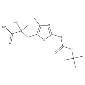 3-(2-{[(Tert-butoxy)carbonyl]amino}-4-methyl-1,3-thiazol-5-yl)-2-hydroxy-2-methylpropanoic acid结构式