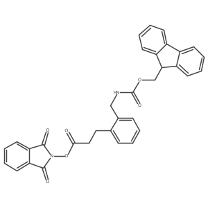 1,3-dioxo-2,3-dihydro-1H-isoindol-2-yl 3-{2-[({[(9H-fluoren-9-yl)methoxy]carbonyl}amino)methyl]phenyl}propanoate结构式