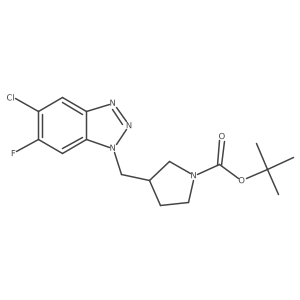 tert-butyl 3-[(5-chloro-6-fluoro-1H-1,2,3-benzotriazol-1-yl)methyl]pyrrolidine-1-carboxylate结构式