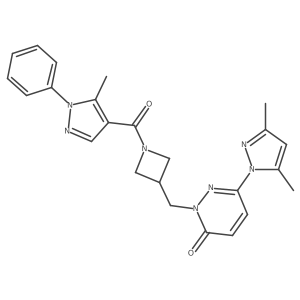 6-(3,5-dimethyl-1H-pyrazol-1-yl)-2-((1-(5-methyl-1-phenyl-1H-pyrazole-4-carbonyl)azetidin-3-yl)methyl)pyridazin-3(2H)-one结构式