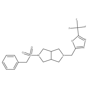 2-({5-Phenylmethanesulfonyl-octahydropyrrolo[3,4-c]pyrrol-2-yl}methyl)-5-(trifluoromethyl)-1,3,4-oxadiazole结构式
