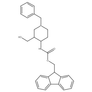 rac-(9H-fluoren-9-yl)methyl N-[(3R,4R)-1-benzyl-3-(hydroxymethyl)piperidin-4-yl]carbamate结构式