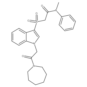 2-((1-(2-(azepan-1-yl)-2-oxoethyl)-1H-indol-3-yl)sulfonyl)-N-methyl-N-phenylacetamide Structure