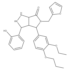 4-(3-Ethoxy-4-propoxyphenyl)-5-(furan-2-ylmethyl)-3-(2-hydroxyphenyl)-1,2,3,3a,4,6a-hexahydropyrrolo[3,4-c]pyrazol-6-one结构式