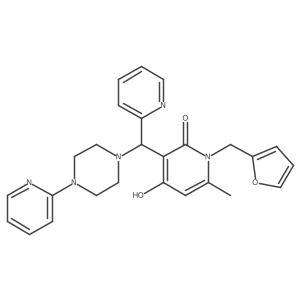 1-(furan-2-ylmethyl)-4-hydroxy-6-methyl-3-(pyridin-2-yl(4-(pyridin-2-yl)piperazin-1-yl)methyl)pyridin-2(1H)-one Structure