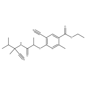 Ethyl 5-cyano-6-({1-[(1-cyano-1,2-dimethylpropyl)carbamoyl]ethyl}sulfanyl)-2-methylpyridine-3-carboxylate结构式