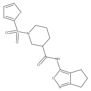 N-(5,6-dihydro-4H-cyclopenta[c]isoxazol-3-yl)-1-(thiophen-2-ylsulfonyl)piperidine-3-carboxamide结构式