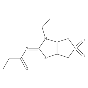 N-[(2Z)-3-ethyl-5,5-dioxidotetrahydrothieno[3,4-d][1,3]thiazol-2(3H)-ylidene]propanamide结构式