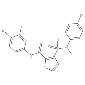 Cc1cc(NC(=O)c2sccc2S(=O)(=O)N(C)c2ccc(Cl)cc2)ccc1Br结构式